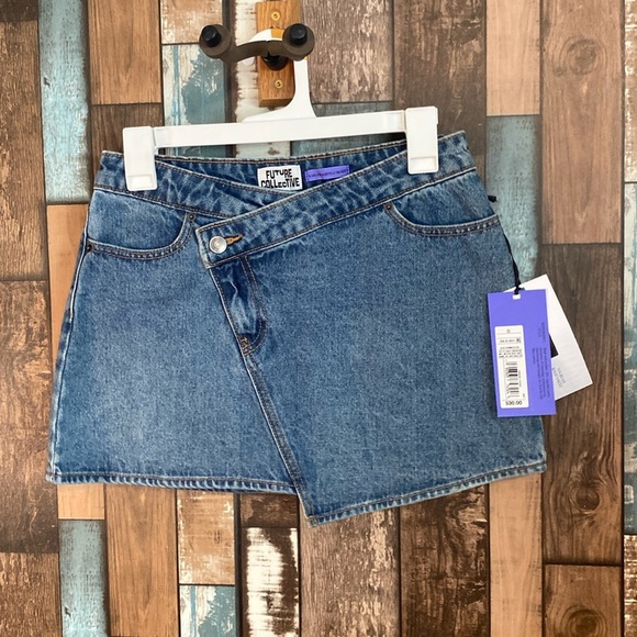 Future collective denim crossover front skirt - Picture 1 of 12